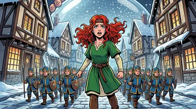 The Royal Guard, tiny figures clad in shining armor, assembled in the plaza. "For Evergreena!" Elara cried, her voice echoing through the miniature streets. The Royal Guard, tiny figures clad in shining armor, assembled in the plaza. "For Evergreena!" Elara cried, her voice echoing through the miniature streets.