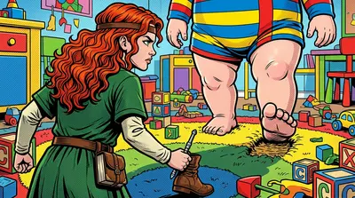 The child knelt down, its face now gentle and curious. Instead of attacking, it extended a gigantic finger towards Elara. The child knelt down, its face now gentle and curious. Instead of attacking, it extended a gigantic finger towards Elara.