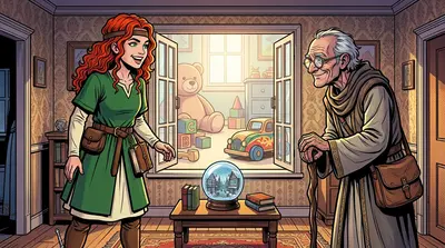 From their perch within the dollhouse, Elara and Silas gazed out at the giant playroom. The child played nearby, oblivious to the tiny heroes in its midst. From their perch within the dollhouse, Elara and Silas gazed out at the giant playroom. The child played nearby, oblivious to the tiny heroes in its midst.