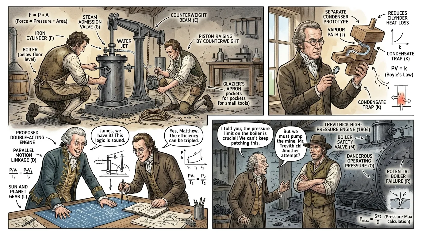 The concept of harnessing steam was not new, with Hero of Alexandria's aeolipile demonstrating rudimentary rotary motion centuries prior, yet practical… The concept of harnessing steam was not new, with Hero of Alexandria's aeolipile demonstrating rudimentary rotary motion centuries prior, yet practical…
