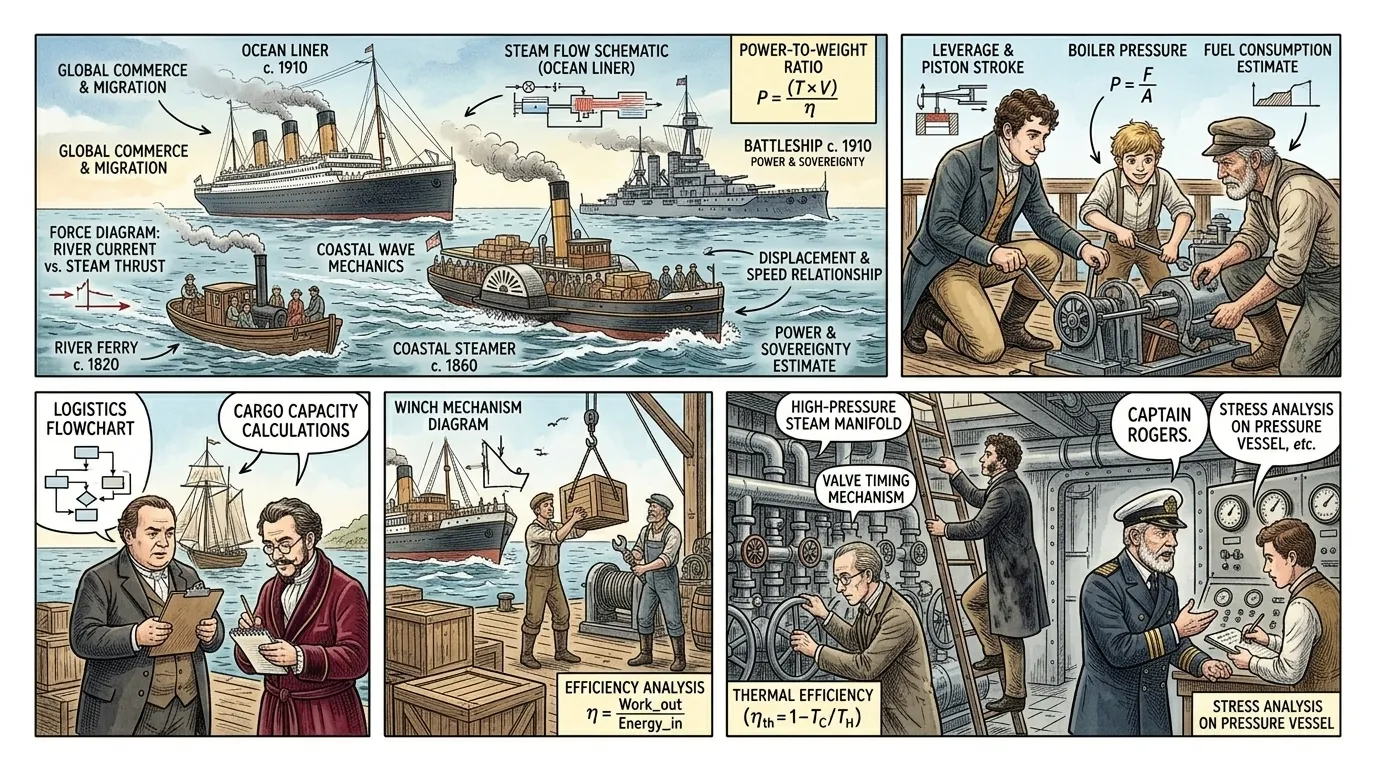 From river ferries to colossal ocean liners and naval behemoths, the steamship irrevocably altered global commerce, migration, warfare, and human perception of… From river ferries to colossal ocean liners and naval behemoths, the steamship irrevocably altered global commerce, migration, warfare, and human perception of…