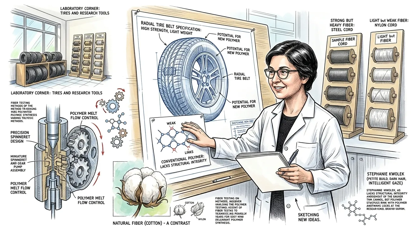 到二十世纪六十年代初,斯蒂芬妮·克沃勒克面临一项紧迫的挑战:开发一种新型的轻质但异常坚固的纤维。这种材料急需用于加固子午线轮胎,以提供卓越的性能和燃… 到二十世纪六十年代初,斯蒂芬妮·克沃勒克面临一项紧迫的挑战:开发一种新型的轻质但异常坚固的纤维。这种材料急需用于加固子午线轮胎,以提供卓越的性能和燃…