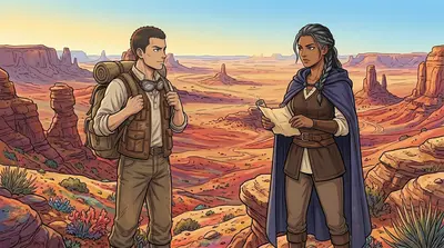"Did you bring the map?" Kai asked, adjusting his pack. Zara nodded, pulling out a rolled parchment from within her cloak. "Did you bring the map?" Kai asked, adjusting his pack. Zara nodded, pulling out a rolled parchment from within her cloak.