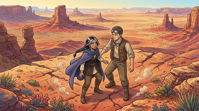 Suddenly, the ground beneath them trembled. A low, guttural roar echoed across the painted desert. Kai grabbed Zara's arm. "What was that?" Suddenly, the ground beneath them trembled. A low, guttural roar echoed across the painted desert. Kai grabbed Zara's arm. "What was that?"