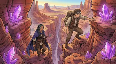 They descended into the chasm, the air growing thick with the scent of ozone and decay. The walls were lined with glowing crystals, casting an eerie light on… They descended into the chasm, the air growing thick with the scent of ozone and decay. The walls were lined with glowing crystals, casting an eerie light on…