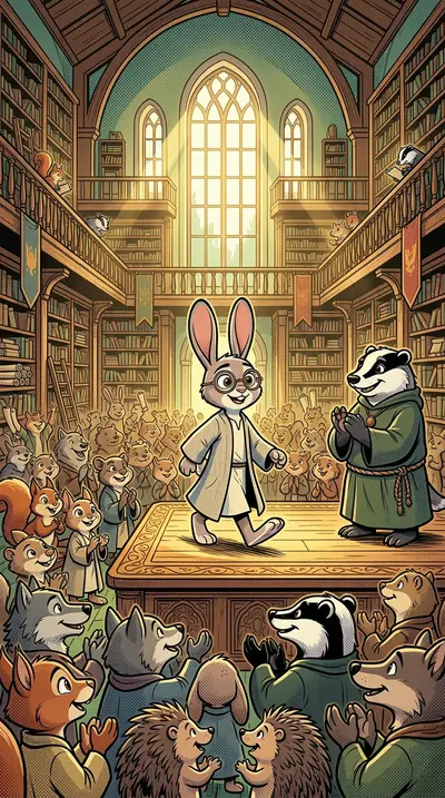 Back at the library, the graduation ceremony resumed. This time, Barnaby strode confidently onto the stage. He had faced his fears, discovered his talent, and…