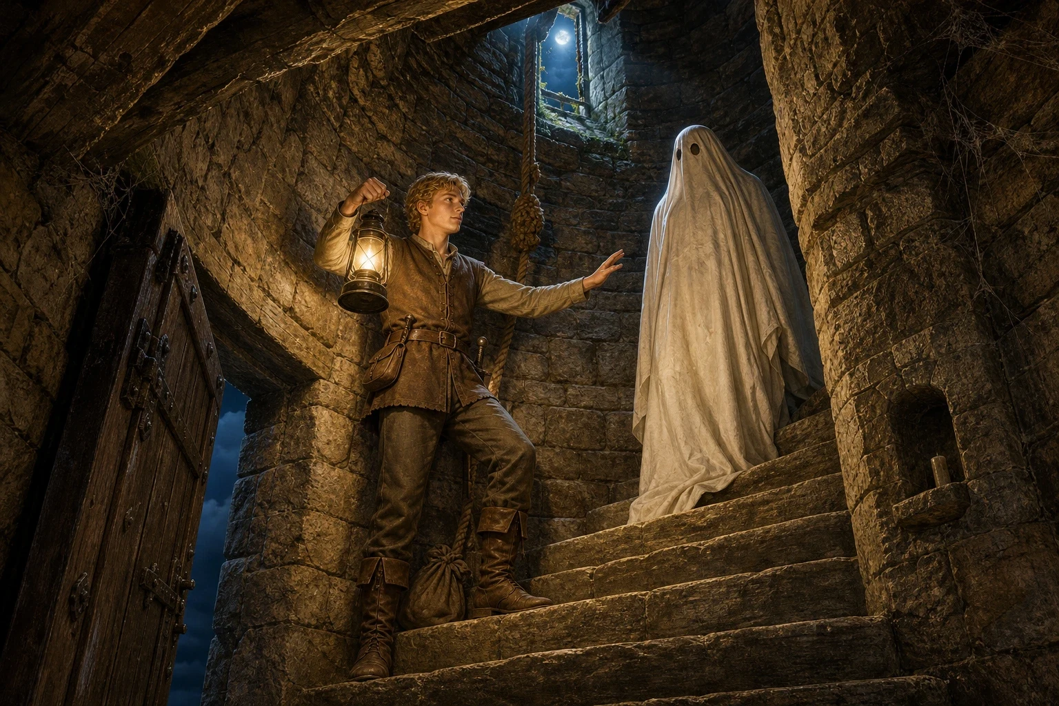 The father arranged a test. He told his son that the church bell had to be rung at midnight, and that he would surely learn what fear was if he climbed the dark… The father arranged a test. He told his son that the church bell had to be rung at midnight, and that he would surely learn what fear was if he climbed the dark…