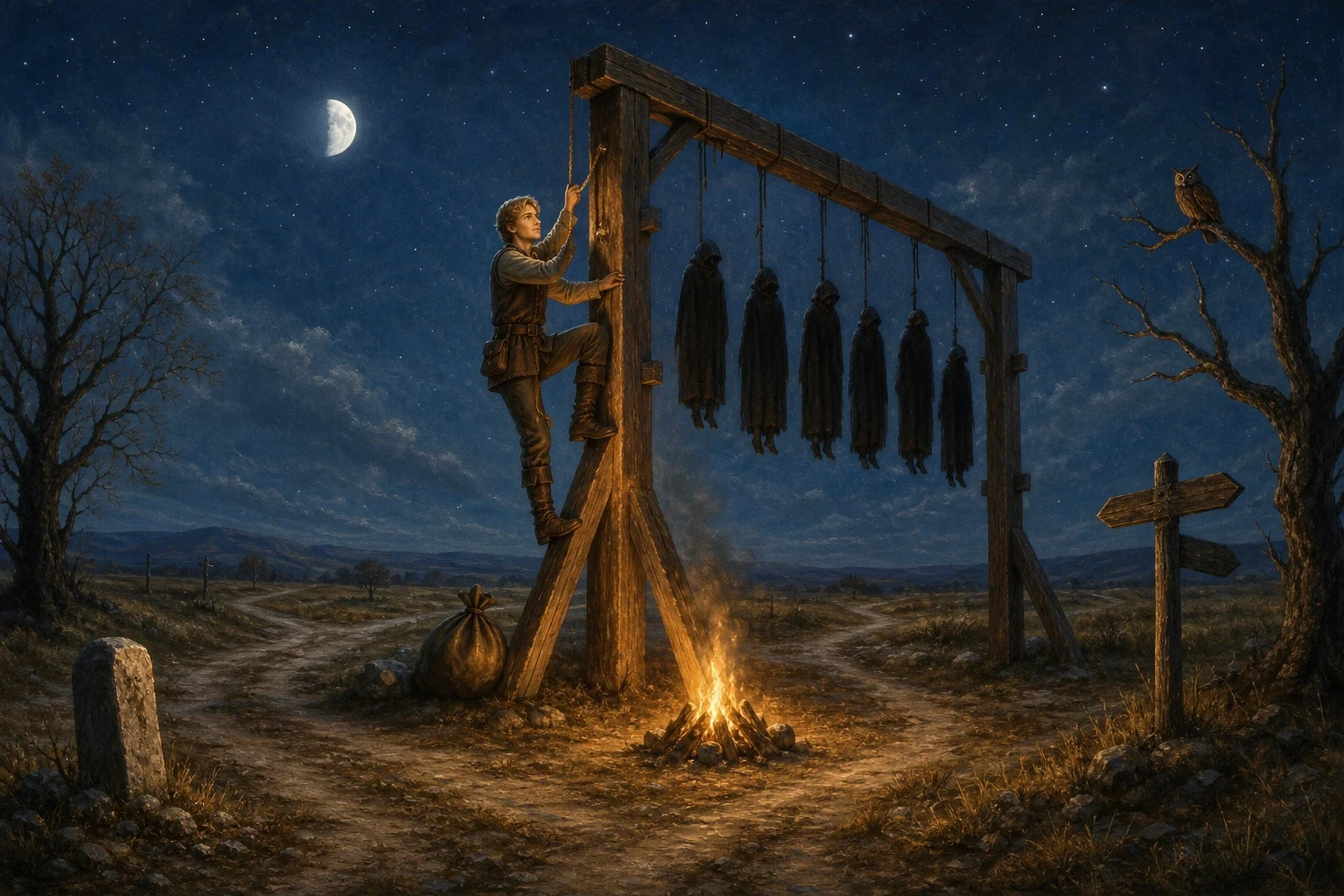 The boy set off down the road, telling everyone he met that he only wished he could learn to shudder. One evening a traveler walked beside him and, hearing… The boy set off down the road, telling everyone he met that he only wished he could learn to shudder. One evening a traveler walked beside him and, hearing…