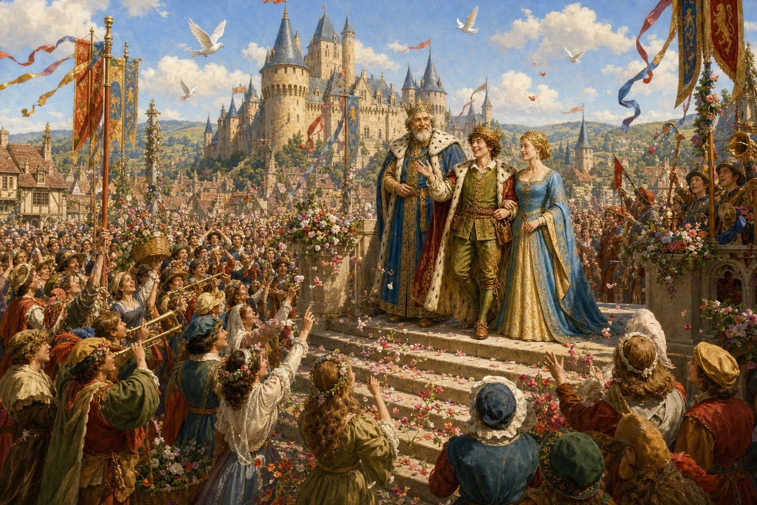 After that, no one ever again dared to question the little tailor or his famous belt. In time he became king of the whole land, ruling cheerfully and wisely… After that, no one ever again dared to question the little tailor or his famous belt. In time he became king of the whole land, ruling cheerfully and wisely…