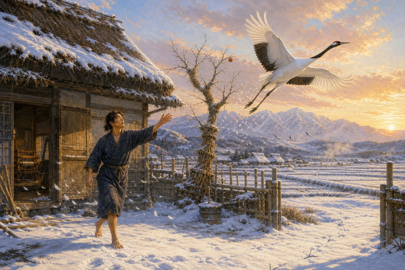 The crane folded her wings and came out past him into the main room, and he followed her, saying her name and then saying anything at all. The crane folded her wings and came out past him into the main room, and he followed her, saying her name and then saying anything at all.
