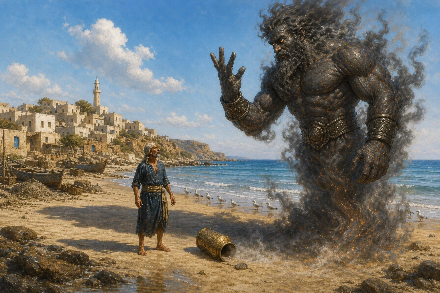The ifrit spoke, and its voice came off the rocks of the headland. It said that it had been shut in that jar by Solomon himself, eighteen hundred years ago, for…