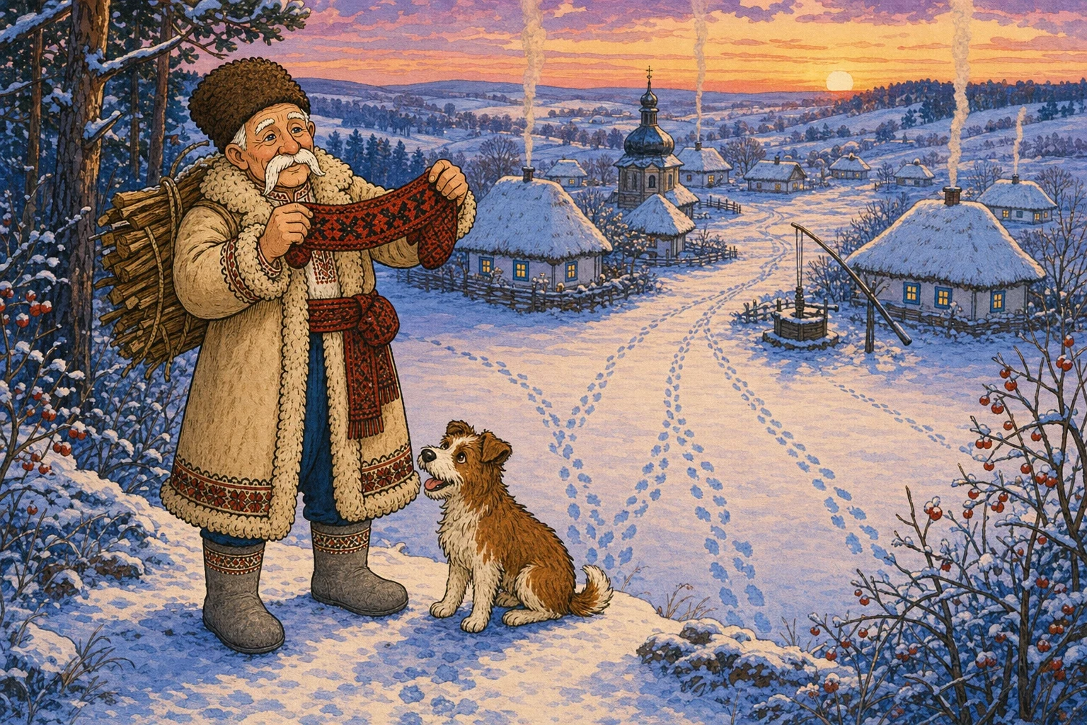 The old man came back along the path with his firewood, and there was his mitten, lying in the snow. He picked it up. It was stretched as wide as a sack and… The old man came back along the path with his firewood, and there was his mitten, lying in the snow. He picked it up. It was stretched as wide as a sack and…