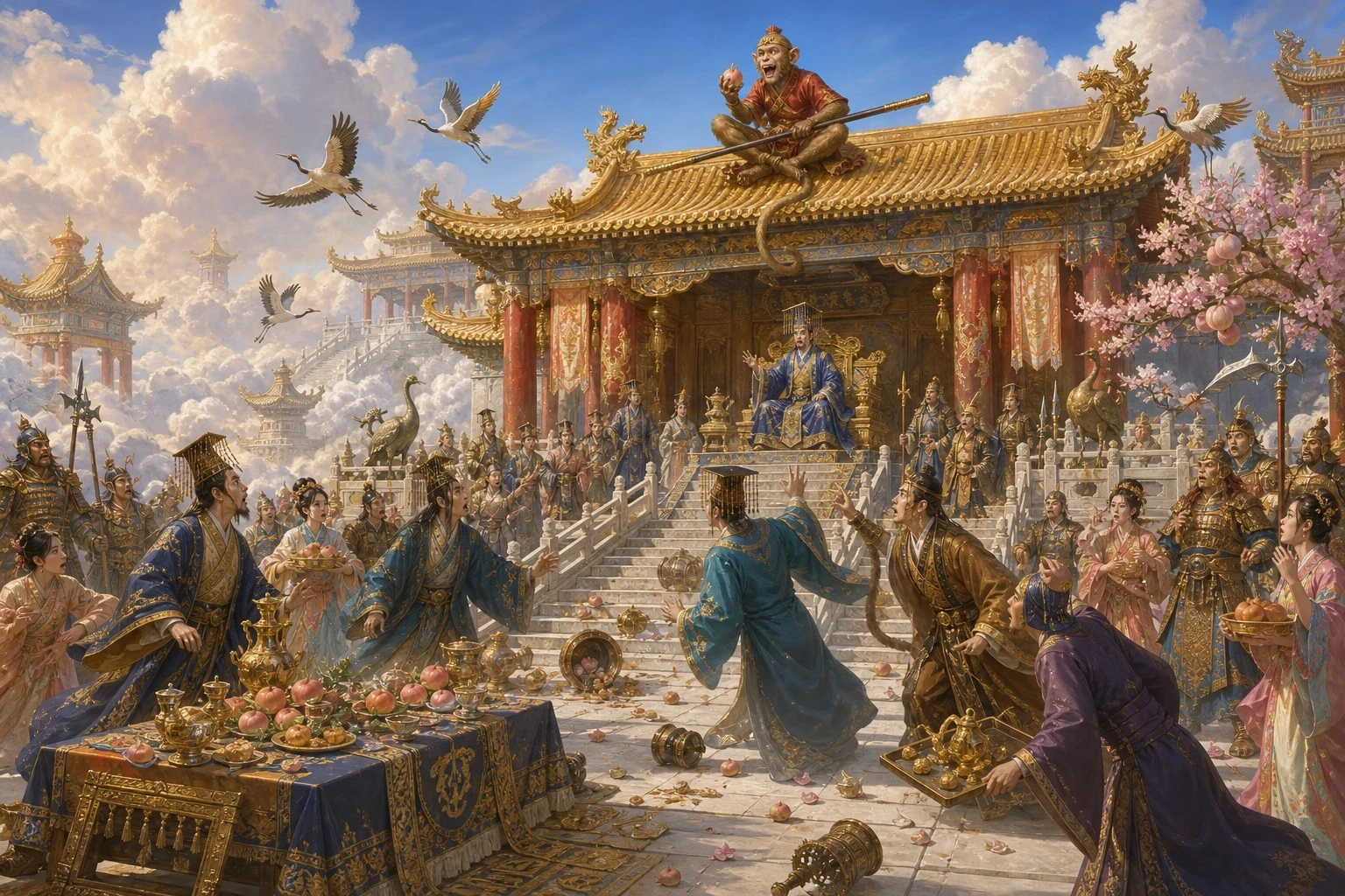 Heaven decided to deal with him by giving him a job. The Jade Emperor sent down an invitation, and the monkey rode a cloud up through the gates and was made…