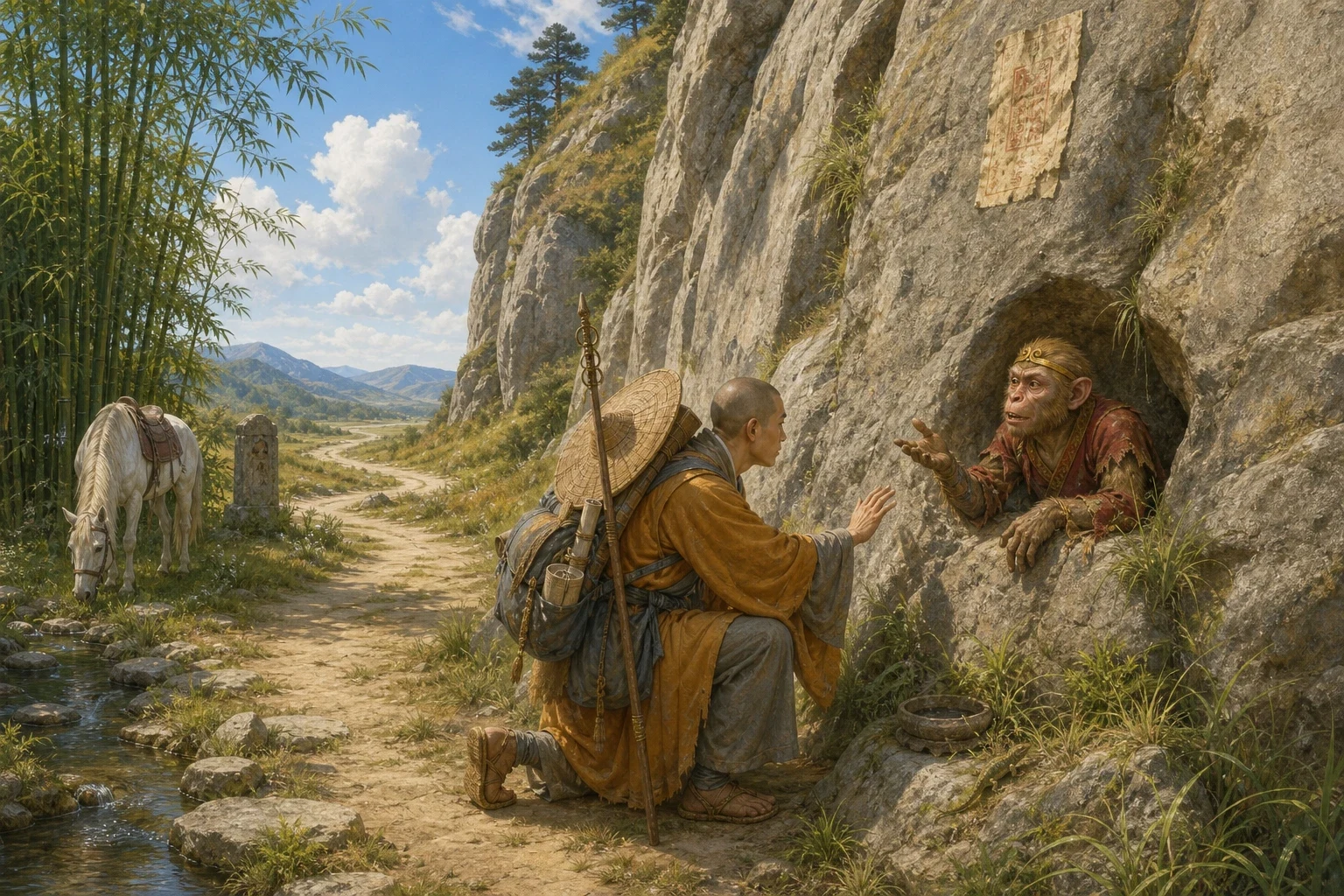 Five hundred years later a young monk came along that road, walking west on a journey to fetch the scriptures, with a bundle and a staff and nothing else and no…