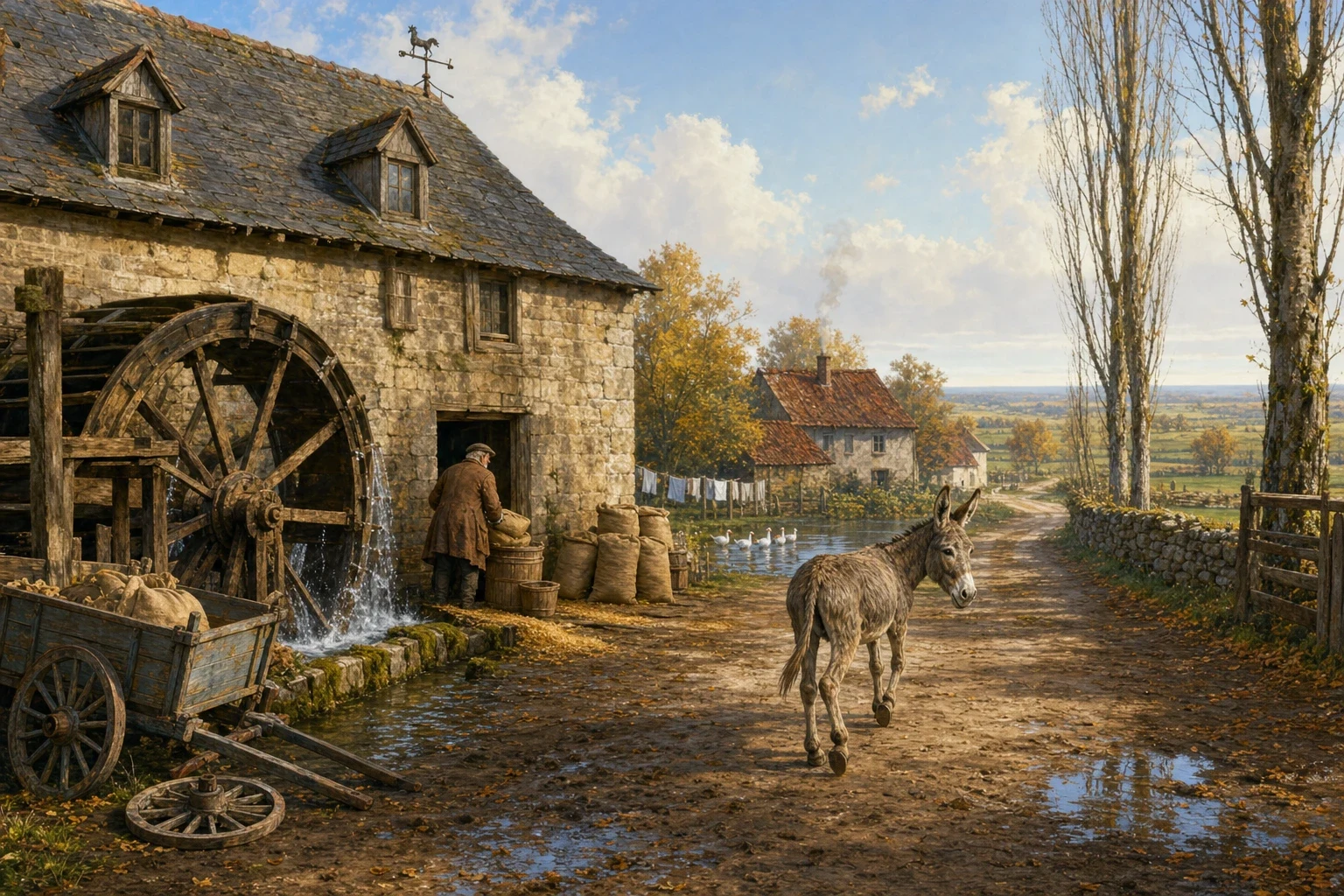 Once there was a donkey who had carried sacks of grain to the mill for more years than anyone could count, until his legs grew stiff and his strength finally… Once there was a donkey who had carried sacks of grain to the mill for more years than anyone could count, until his legs grew stiff and his strength finally…