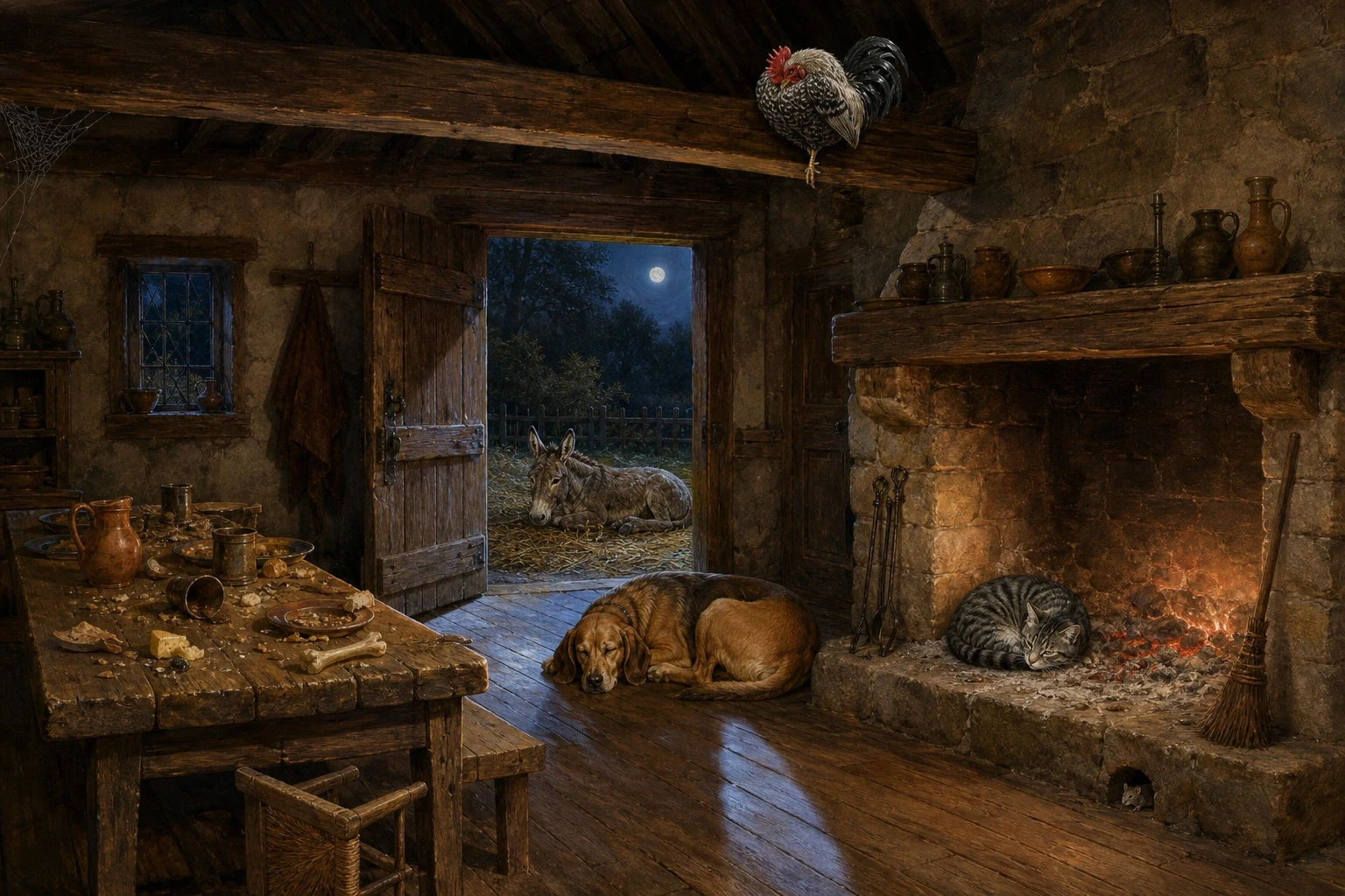 With the robbers gone, the four musicians sat themselves down at the table and ate as though they had not had a proper meal in a month, which, in truth, they… With the robbers gone, the four musicians sat themselves down at the table and ate as though they had not had a proper meal in a month, which, in truth, they…