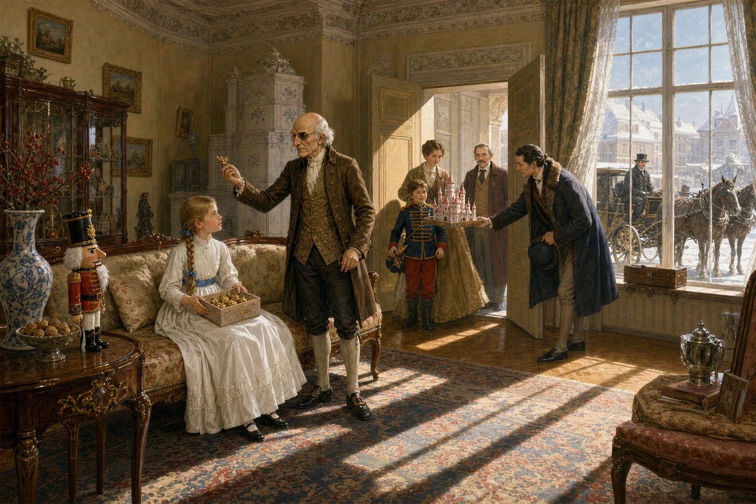 She woke on the sofa in the parlour with the winter sun on the carpet and her mother saying that she had been asleep for hours, and when she tried to tell them… She woke on the sofa in the parlour with the winter sun on the carpet and her mother saying that she had been asleep for hours, and when she tried to tell them…
