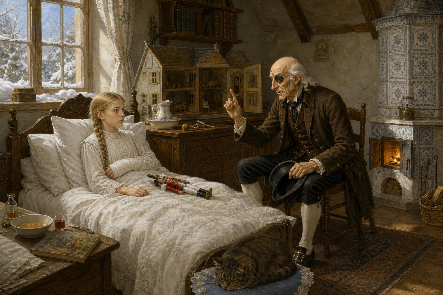 She woke in her own bed with her arm bandaged and her mother sitting beside her, and was told that she had knocked the glass out of the toy cabinet in her sleep… She woke in her own bed with her arm bandaged and her mother sitting beside her, and was told that she had knocked the glass out of the toy cabinet in her sleep…