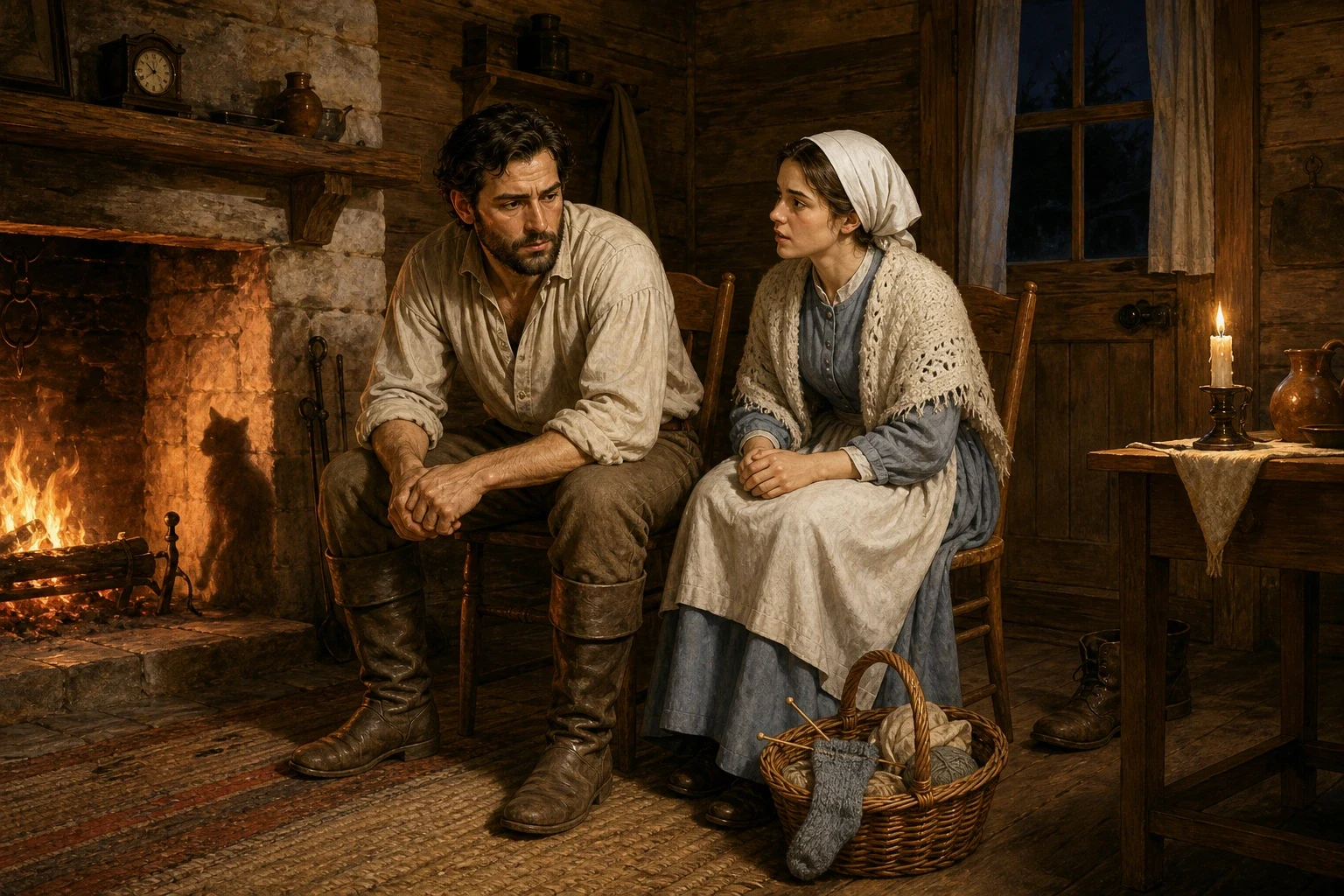That night, after the old man and the little boy had both gone to bed, the farmer and his wife sat up together by the fire in the small parlor next to the… That night, after the old man and the little boy had both gone to bed, the farmer and his wife sat up together by the fire in the small parlor next to the…