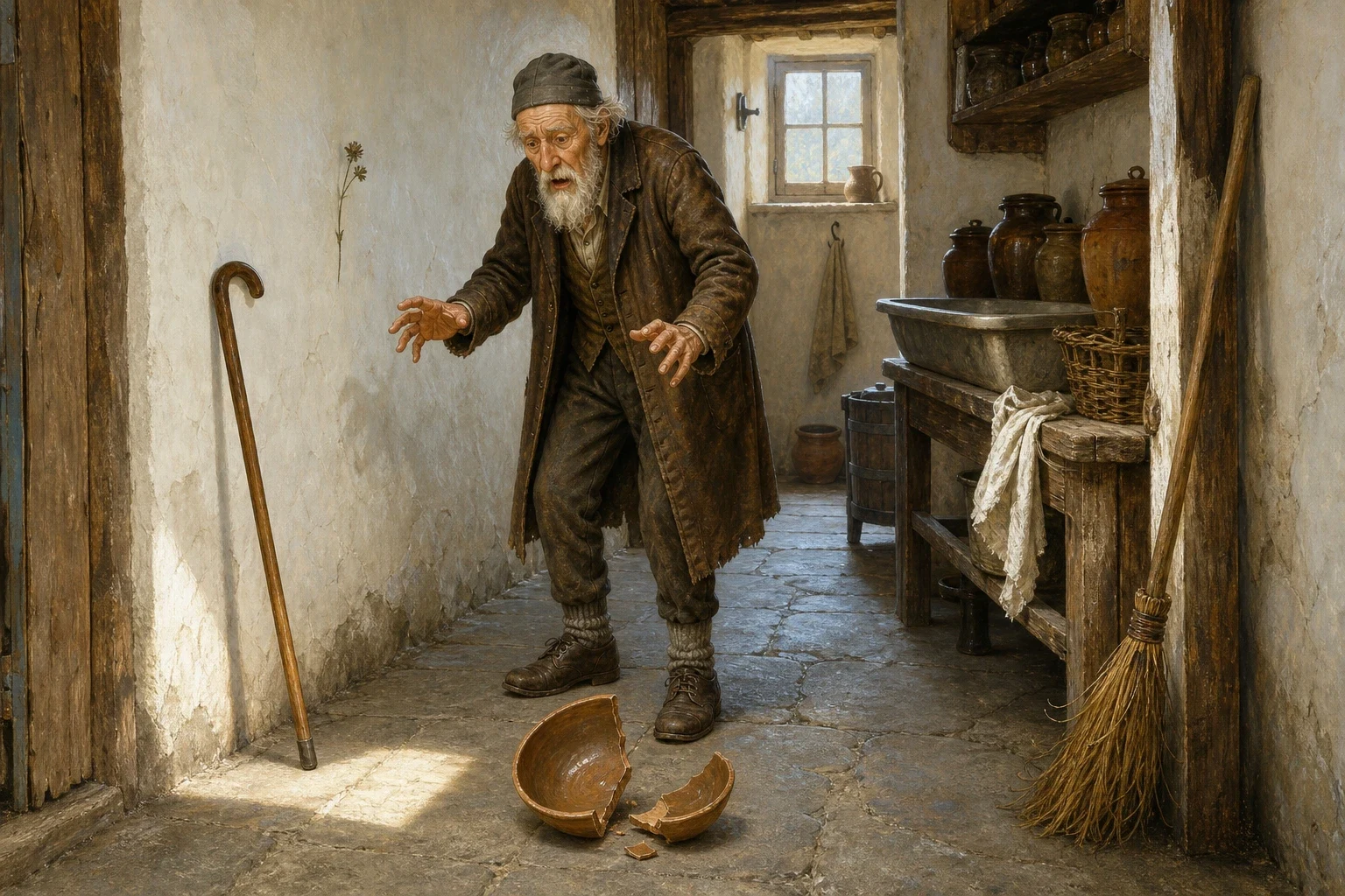 One day, as the old grandfather carried his empty bowl from his corner toward the scullery to wash it himself, as he always did, his hands shook harder than… One day, as the old grandfather carried his empty bowl from his corner toward the scullery to wash it himself, as he always did, his hands shook harder than…