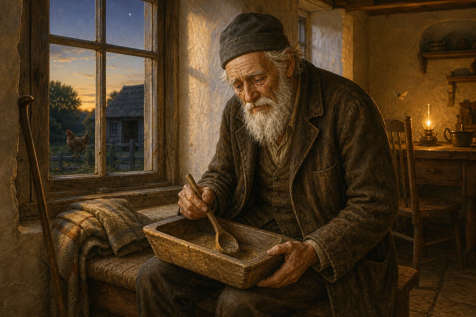 The old grandfather was moved to a seat by the kitchen window after that, since there was no longer any need for him to sit near the stove at all — a wooden… The old grandfather was moved to a seat by the kitchen window after that, since there was no longer any need for him to sit near the stove at all — a wooden…