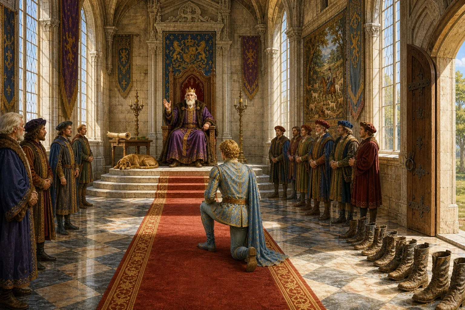 So the king called his whole kingdom together and made a proclamation. Whoever could discover where his twelve daughters went every night to dance their shoes… So the king called his whole kingdom together and made a proclamation. Whoever could discover where his twelve daughters went every night to dance their shoes…