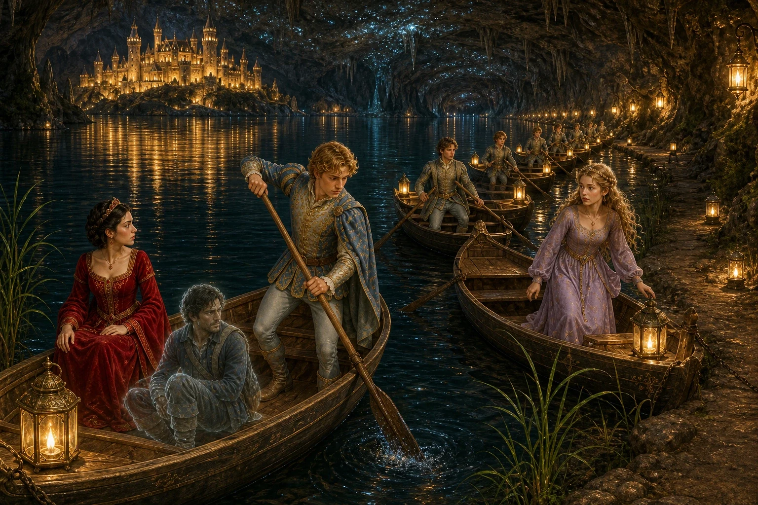 At the end of the avenue of trees, the path opened onto the shore of a great underground lake, its still water stretching away toward a castle on the far side… At the end of the avenue of trees, the path opened onto the shore of a great underground lake, its still water stretching away toward a castle on the far side…