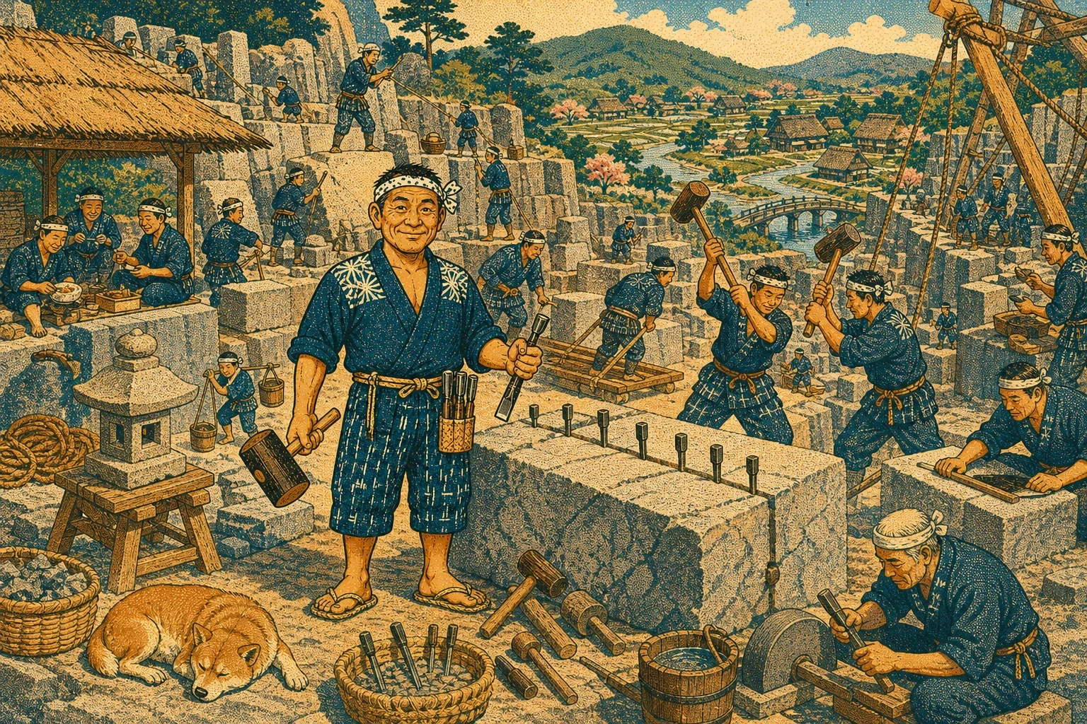 A man. A small, ordinary, sunburnt man with a mallet, taking pieces off a mountain and stacking them on a sledge, and whistling.