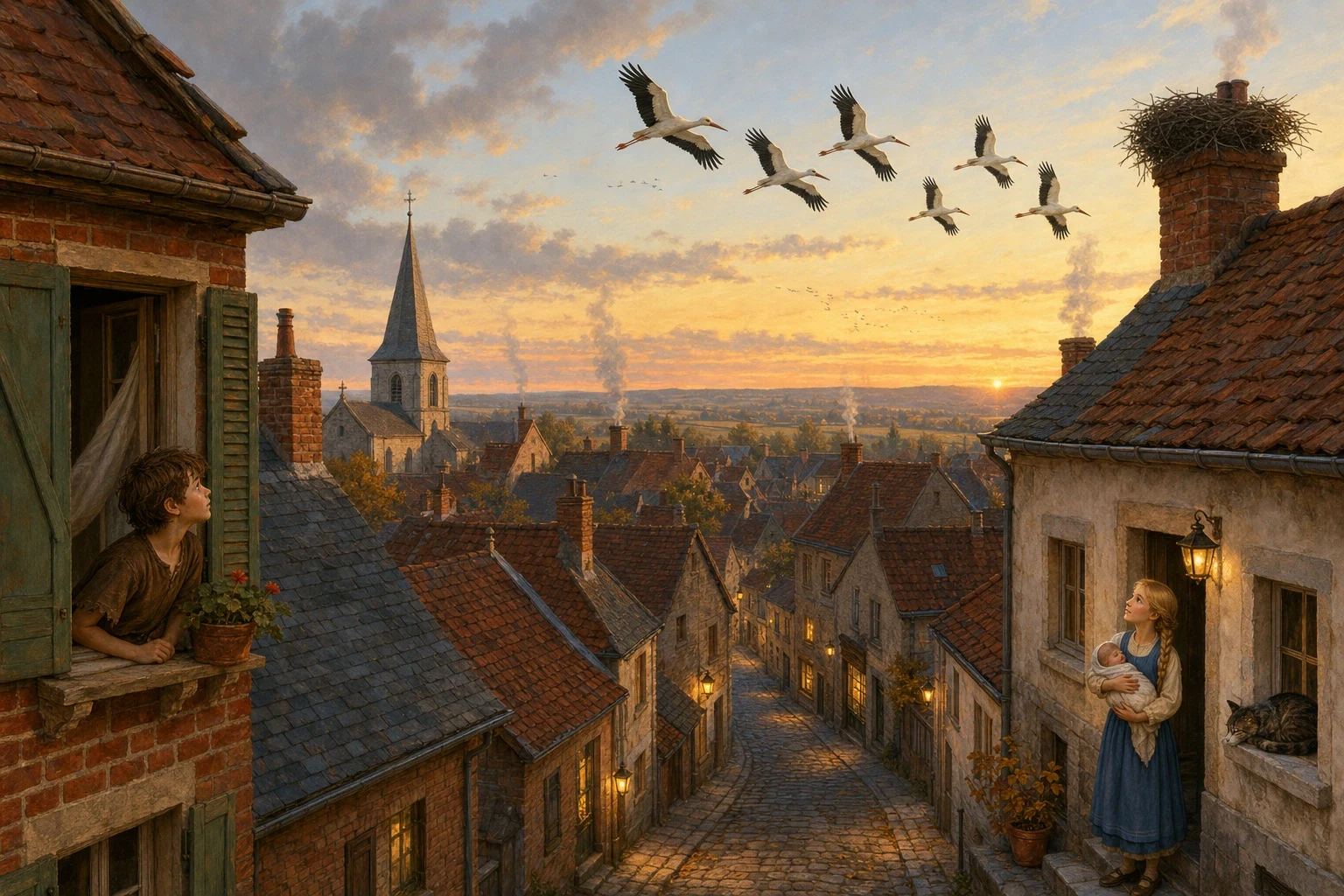 So the storks flew on, up and up, circling once above the little town before turning away south toward the warm land of Egypt, where they would stay all winter… So the storks flew on, up and up, circling once above the little town before turning away south toward the warm land of Egypt, where they would stay all winter…