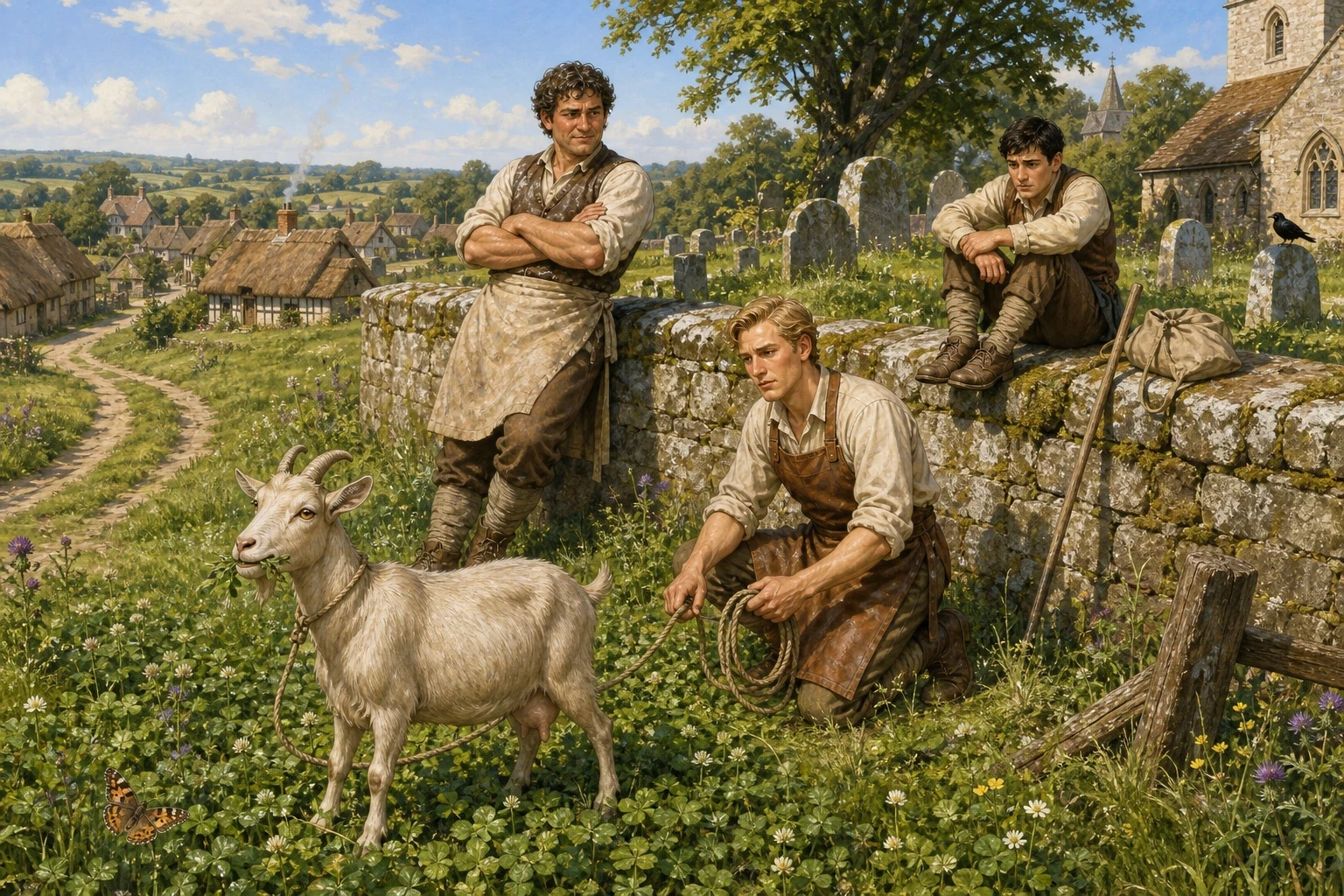 Turn by turn, each brother led the goat out to the green pasture by the old churchyard wall, let her graze all day on the sweetest grass she could find, and… Turn by turn, each brother led the goat out to the green pasture by the old churchyard wall, let her graze all day on the sweetest grass she could find, and…