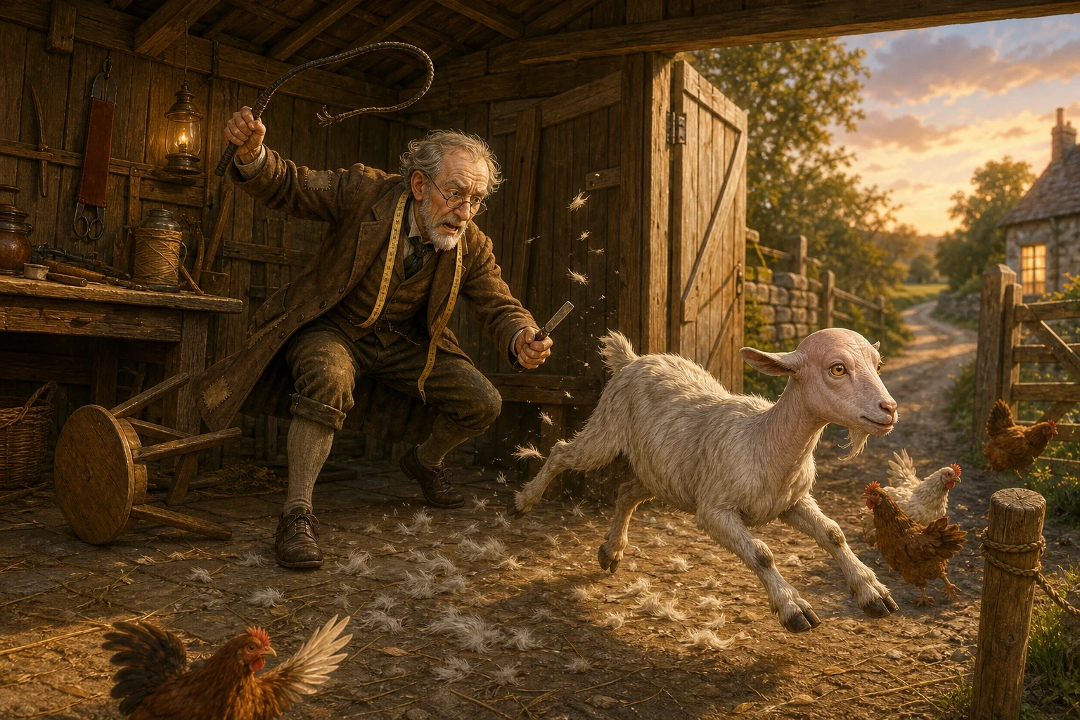 With all three sons gone, the old tailor decided he would tend the goat himself, so there could be no more quarrel about it. With all three sons gone, the old tailor decided he would tend the goat himself, so there could be no more quarrel about it.