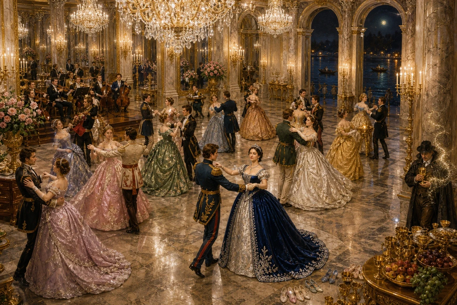 On the far shore stood a brilliantly lit castle, and inside it a magnificent ball was in full swing. There the twelve princesses danced with their twelve… On the far shore stood a brilliantly lit castle, and inside it a magnificent ball was in full swing. There the twelve princesses danced with their twelve…