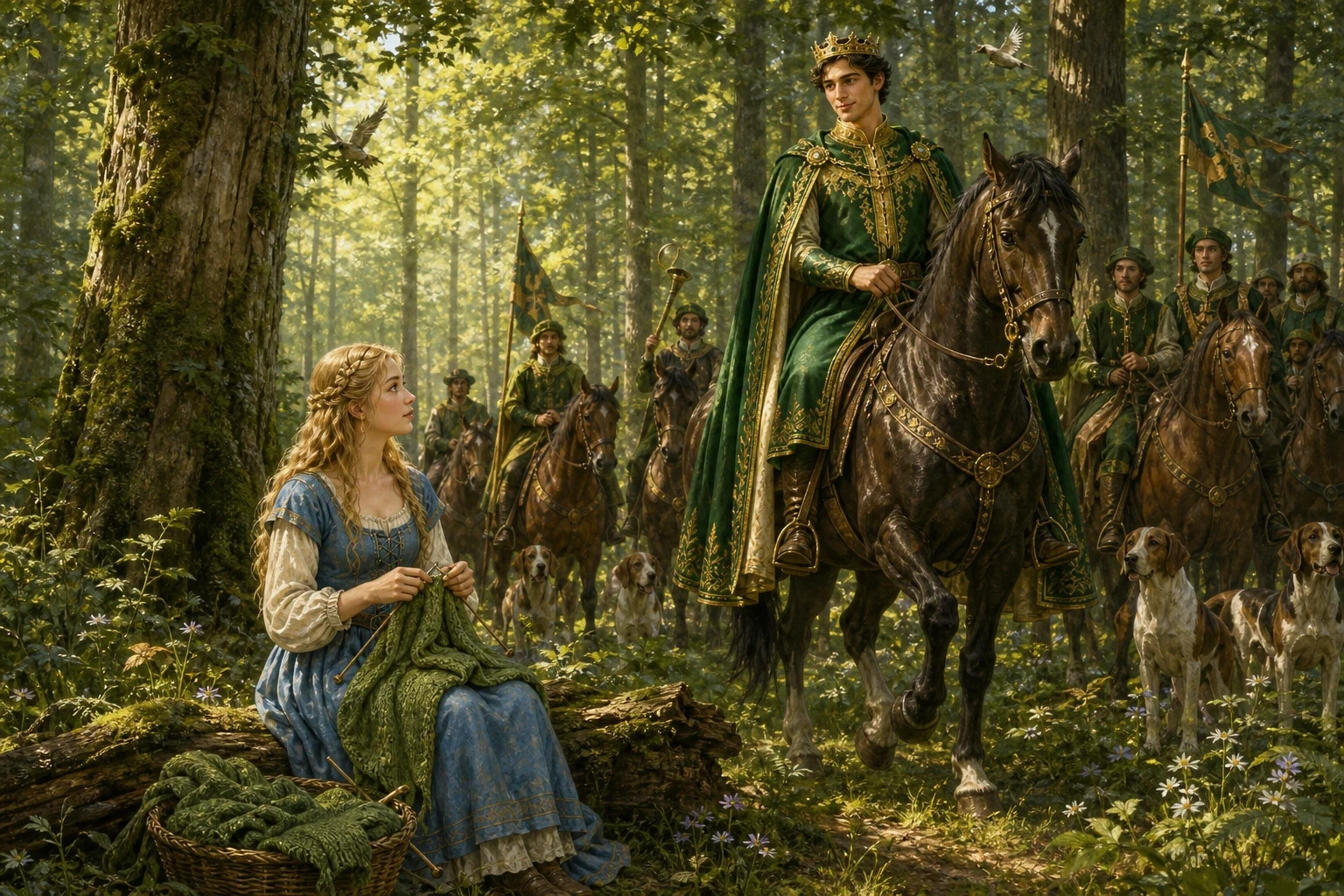 Day after day, in silence, Elisa gathered nettles and knitted, her fingers blistered but her spirit unbroken. One day, as she sat knitting among the trees, a…