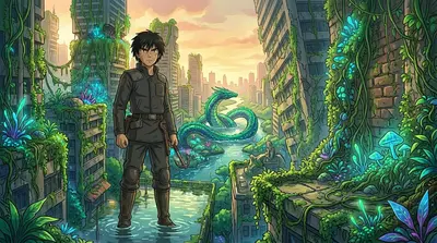 Kai, a scavenger haunted by a past he can't remember, navigates the treacherous cityscape. He clutches a rusted pipe wrench, his only defense against the… Kai, a scavenger haunted by a past he can't remember, navigates the treacherous cityscape. He clutches a rusted pipe wrench, his only defense against the…