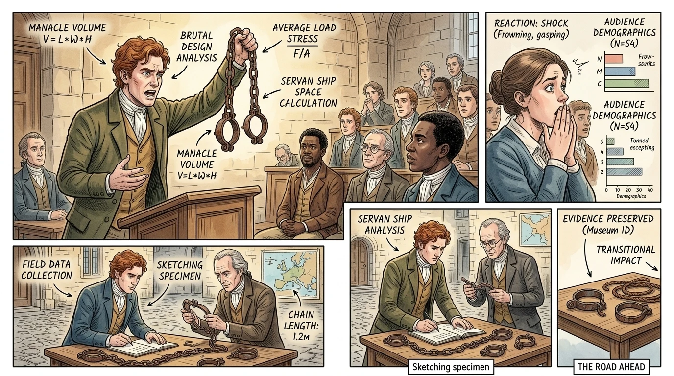 It began decades earlier, Thomas Clarkson explained to a hushed audience in Cambridge. He held up chains and manacles used on slave ships.