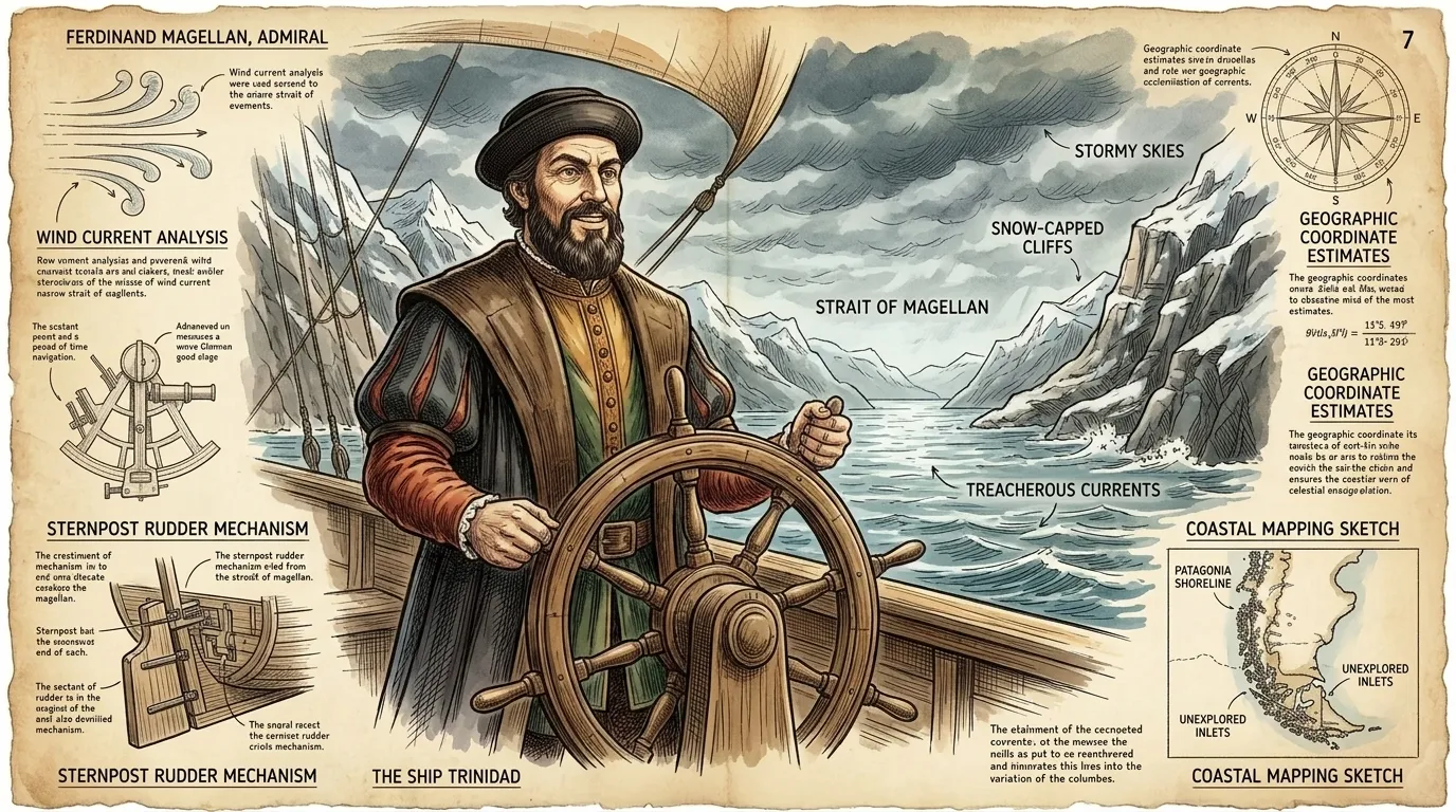 Ferdinand Magellan, a Portuguese explorer sailing for Spain, embarked on a voyage to circumnavigate the globe in 1519. He navigated the Strait of Magellan, a… Ferdinand Magellan, a Portuguese explorer sailing for Spain, embarked on a voyage to circumnavigate the globe in 1519. He navigated the Strait of Magellan, a…