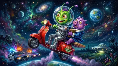 令所有人惊讶的是，这竟然奏效了！星际警察被格拉贡礼貌的问候短暂地弄糊涂了，暂停了追捕。这给了佐普足够的时间到达一片僻静的田野。