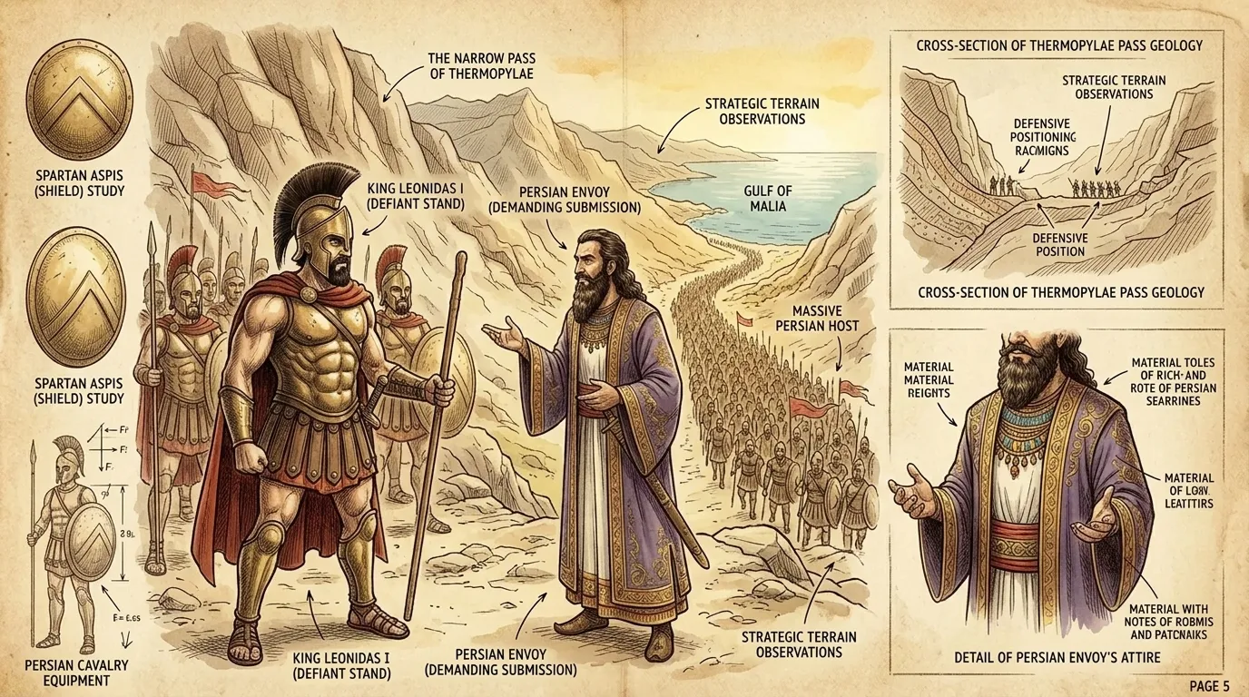 The Persian army arrived at Thermopylae, a seemingly endless horde. Xerxes sent an envoy to Leonidas. "Surrender your weapons," the envoy demanded, his voice… The Persian army arrived at Thermopylae, a seemingly endless horde. Xerxes sent an envoy to Leonidas. "Surrender your weapons," the envoy demanded, his voice…