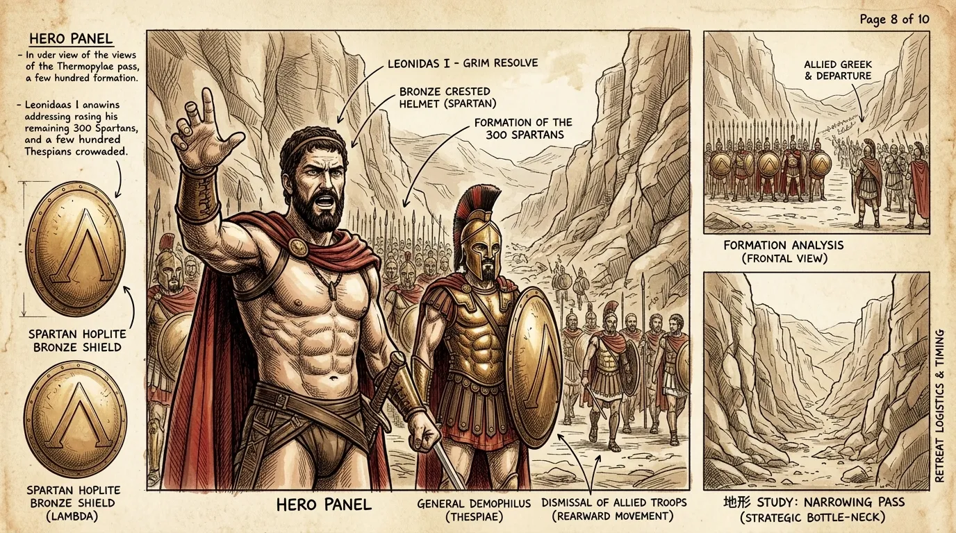 Leonidas learned of Ephialtes' betrayal. Knowing the pass was lost, he dismissed most of his troops, but vowed to stay with his 300 Spartans and a few hundred… Leonidas learned of Ephialtes' betrayal. Knowing the pass was lost, he dismissed most of his troops, but vowed to stay with his 300 Spartans and a few hundred…