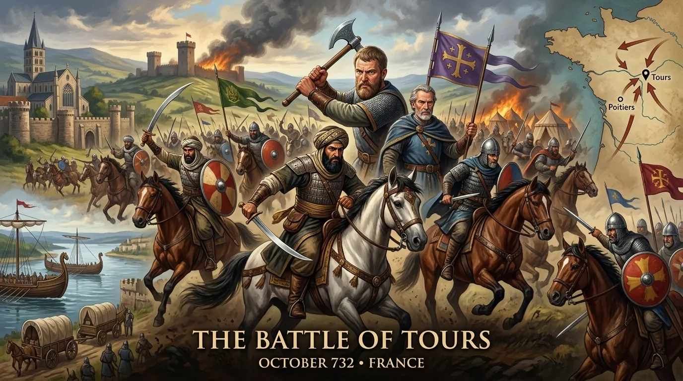 The Battle of Tours (732 AD, France) — book cover — Illustrated True Stories from World History