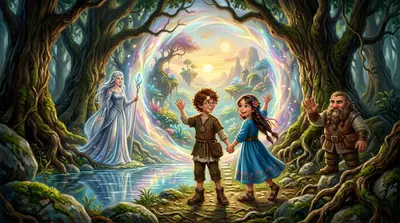 回到水晶池边，守护者伊拉拉笑了。“你们已经证明了自己的价值。世界之桥在等着你们。”一道闪烁的传送门打开了，展现出一个充满奇迹的世界。