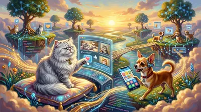 喵主席明白，真正的力量不在于控制，而在于传播快乐。他继续直播，不再发号施令，而是分享有趣的视频，鼓励善良。星火学会了编程！