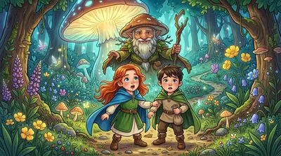 当妮芙踏入光环时，世界开始闪烁。一道旋转的光之漩涡环绕着他们，他们踉跄着，互相搀扶着。当光芒消退时，他们发现自己身处一片沐浴在永恒暮光中的林间空地。