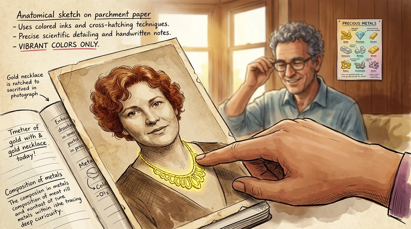 In their sunny Noe Valley living room, Isha pointed to an old photograph of her mother. "Dad, look how shiny Mom's gold necklace is in this picture!" Her father… In their sunny Noe Valley living room, Isha pointed to an old photograph of her mother. "Dad, look how shiny Mom's gold necklace is in this picture!" Her father…