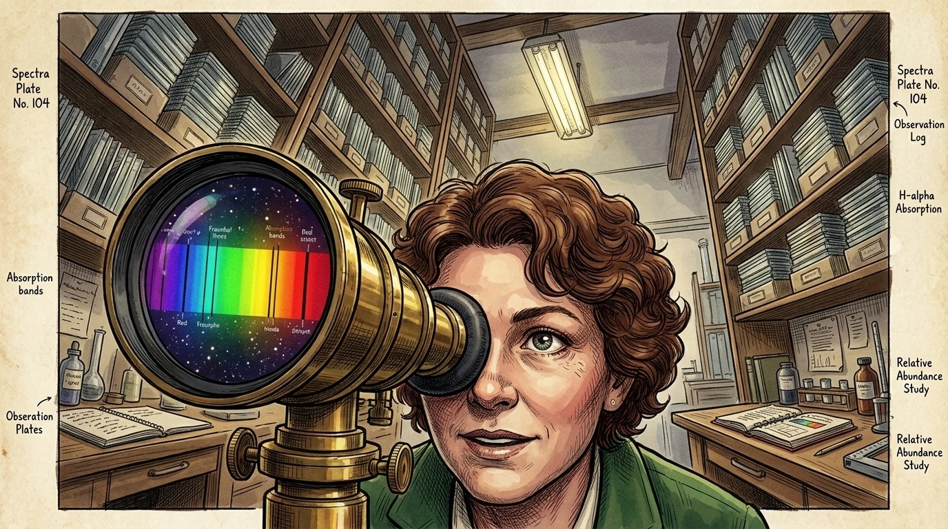 Surrounded by shelves of starlight captured on glass, Cecilia felt the excitement of discovery. She knew these weren't just pictures; they were coded messages… Surrounded by shelves of starlight captured on glass, Cecilia felt the excitement of discovery. She knew these weren't just pictures; they were coded messages…