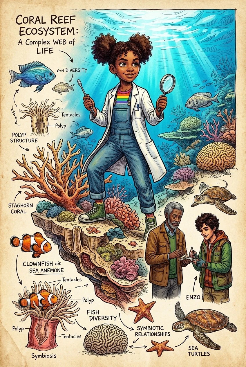 The Coral Reef Ecosystem — غلاف الكتاب — Wonder Science