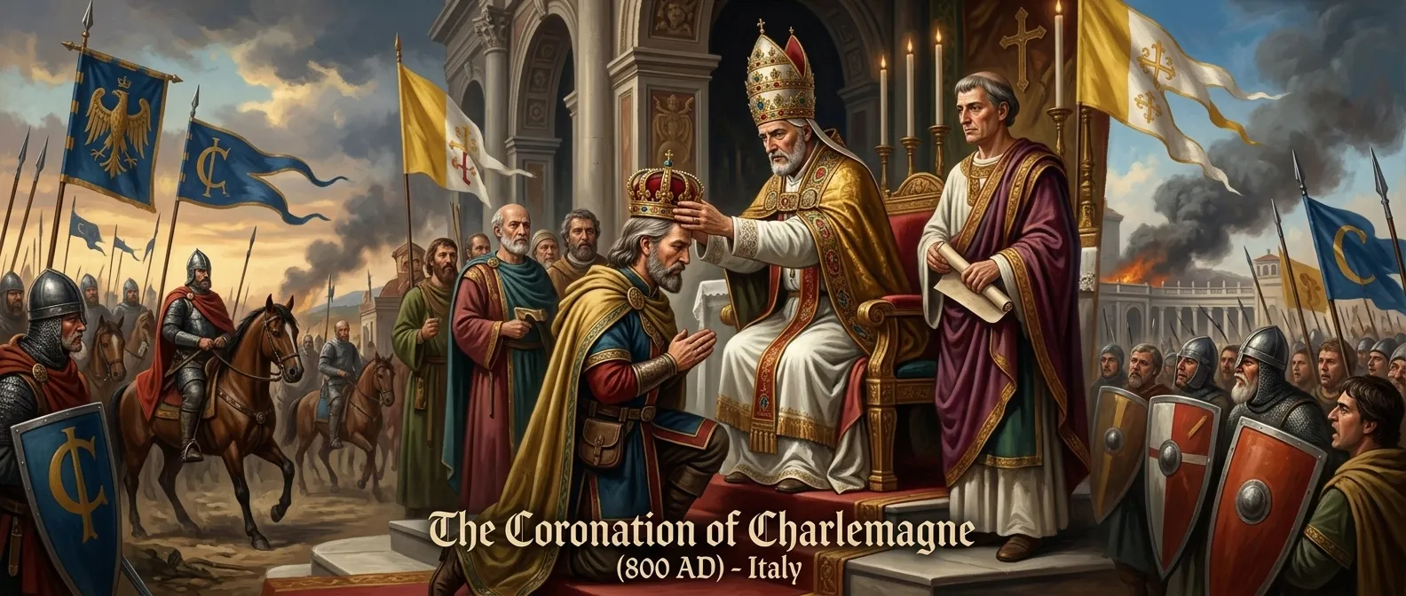 The Coronation of Charlemagne (800 AD) - Italy (800 AD, Italy) — book cover — Wonder History