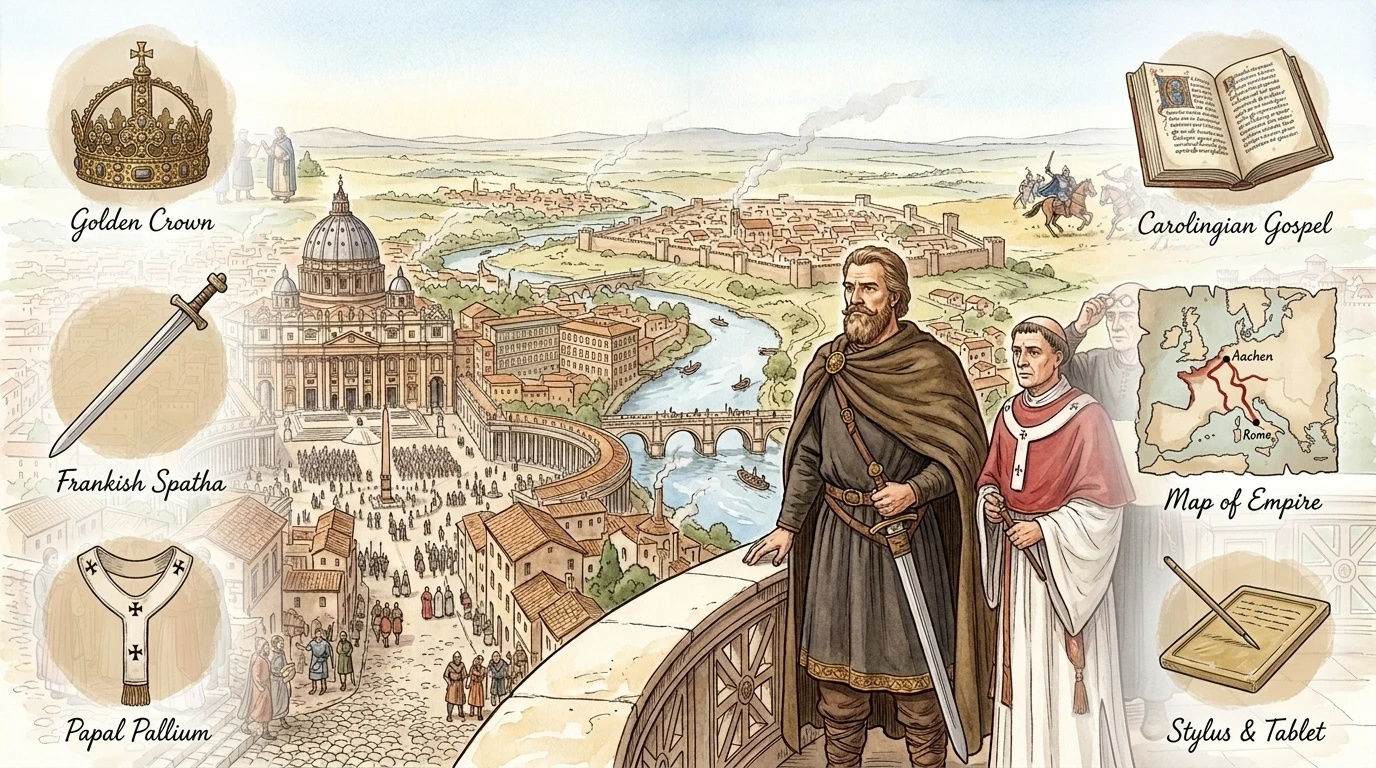 On Christmas Day, 800 AD, inside St. Peter's Basilica in Rome, Pope Leo III, a figure of immense spiritual power, placed a golden crown upon the head of…