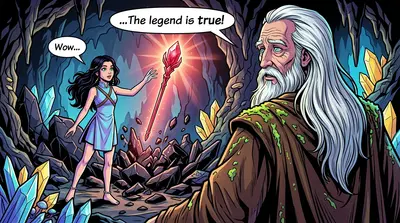 El gólem se derrumbó, haciéndose añicos en fragmentos de obsidiana. De los escombros, un reluciente Cetro Rubí flotó hacia arriba.