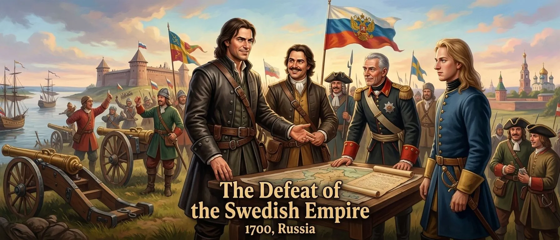 Cover illustration from “The Defeat of the Swedish Empire (1700, Russia)”, an illustrated story in Wonder History